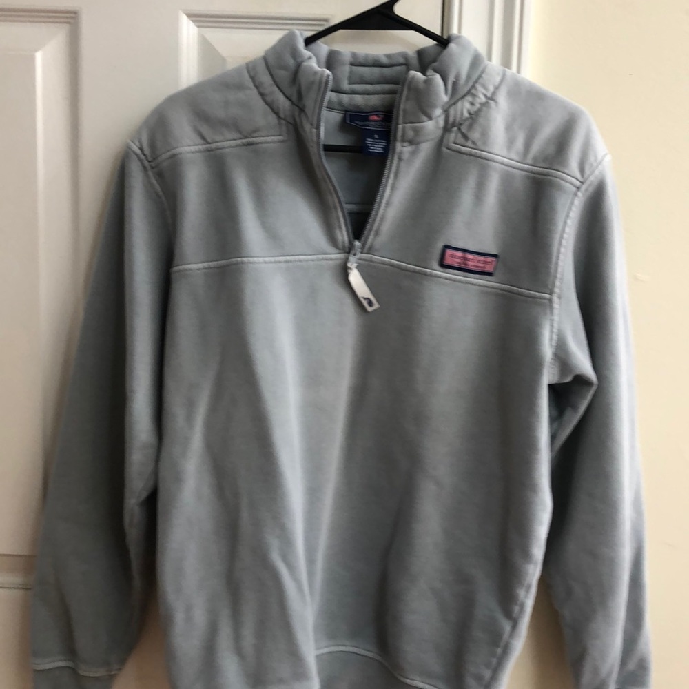 Vineyard Vines bluish gray pullover with 3/4 zip